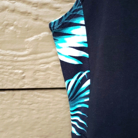 PINK Victorias Secret Skater Dress size M Tropical Palm Print Black Sleeveless - Picture 3 of 6